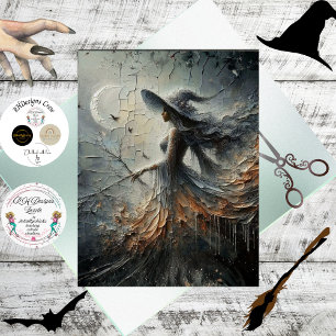 Decoupage Mystical Fantasy Woman Crescent Moon  Tissue Paper