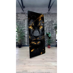 Decoupage Mystical Pitch Black Lion with Gold Tissue Paper