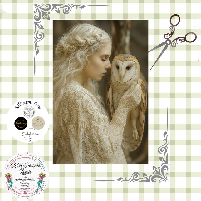 Decoupage Mystical Woman In Ivory With Owl  Tissue Paper (Creator Uploaded)