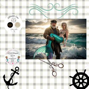 Decoupage Mythical Sailor Rescue Mermaid at Sea  Tissue Paper