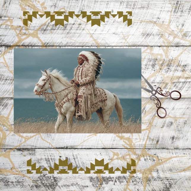 Decoupage Native American Indian Chief on Horse Tissue Paper (Creator Uploaded)