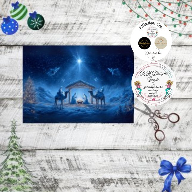 Decoupage Nativity Scene Blue Night Sky  Tissue Paper (Creator Uploaded)