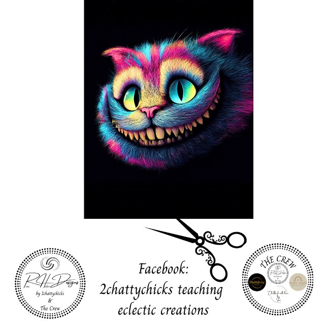 Decoupage Neon Grinning Cat Portrait  Tissue Paper (Creator Uploaded)