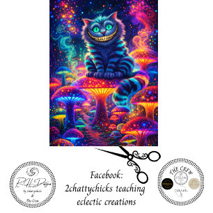 Decoupage Neon Psycho Cat Glowing Mushroom  Tissue Paper