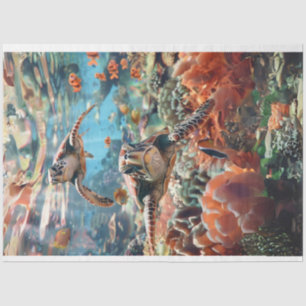 Decoupage Ocean Majestic Sea Turtle  Tissue Paper