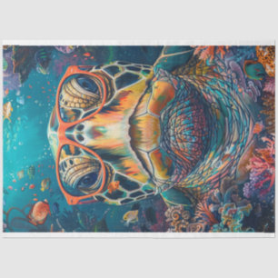 Decoupage of Spectacled Sea Turtle with Glasses Tissue Paper
