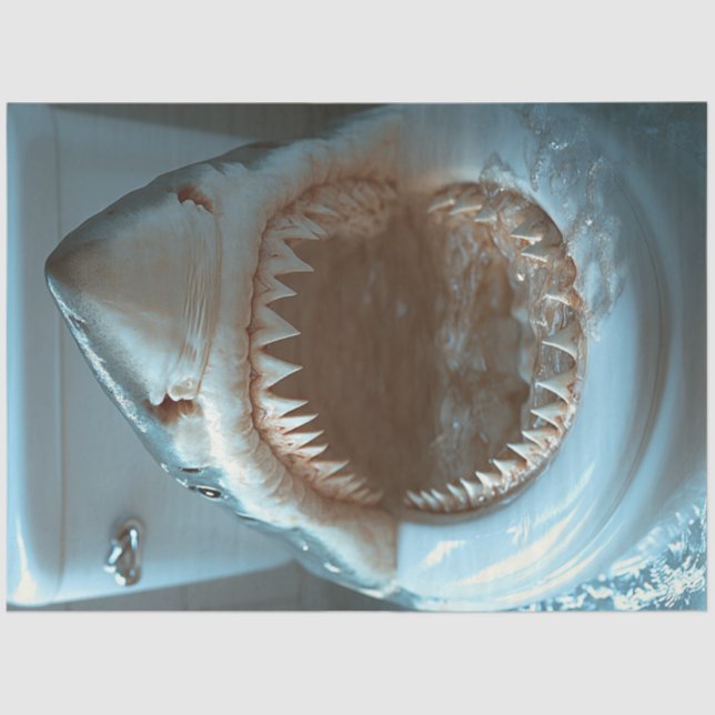 Decoupage Open Mouth Shark Toilet Seat Tissue Paper (Front)