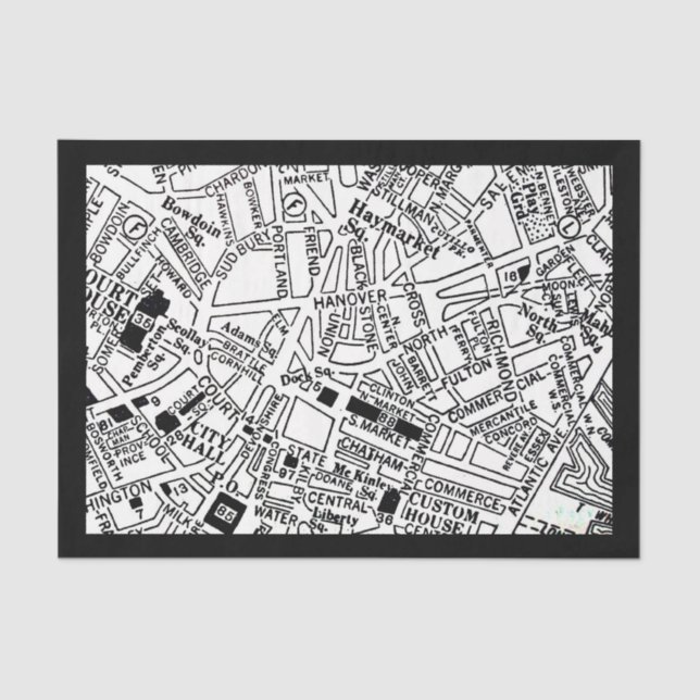 Decoupage Paper 10"x15" - Vintage Maps 2 - Boston (Front)