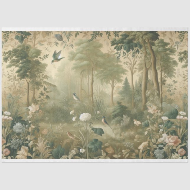 Decoupage paper Botanical, Birds, Forest (Front)