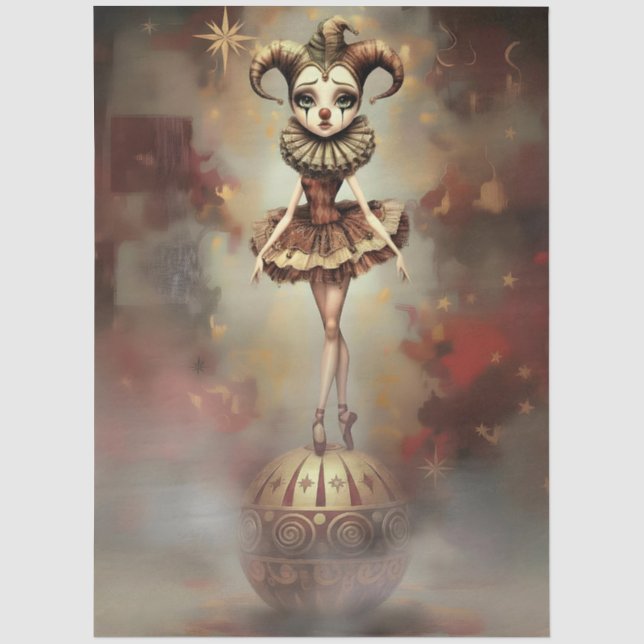Decoupage Paper Melancholic Clown  (Front)