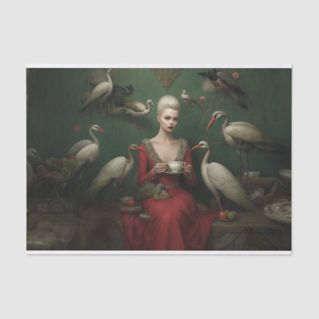 Decoupage Paper, Wrapping Paper Avian Tea Delight (Front)