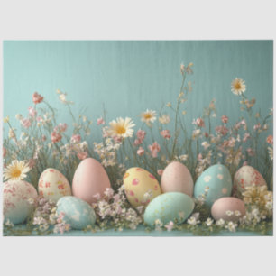 Decoupage Pastel Easter Eggs and Flowers  Tissue Paper