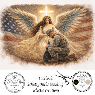 Decoupage Patriotic Angel Protecting Soldier Tissue Paper