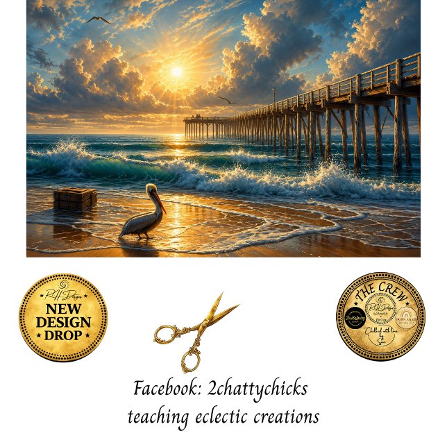 Decoupage Pelican Coastal Beachscape Sunset Tissue Paper (Creator Uploaded)