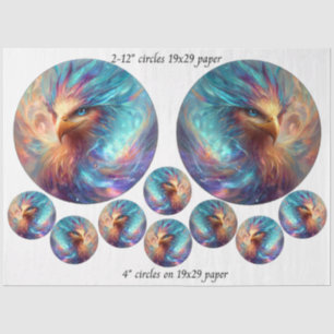 Decoupage Phoenix Art 12" rounds & 4" coasters Tissue Paper