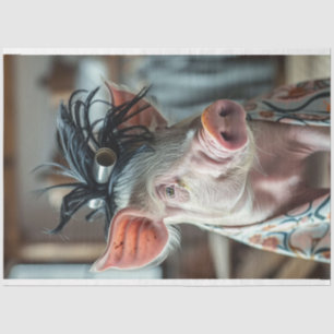 Decoupage Pig Penelope at the Salon Tissue Paper