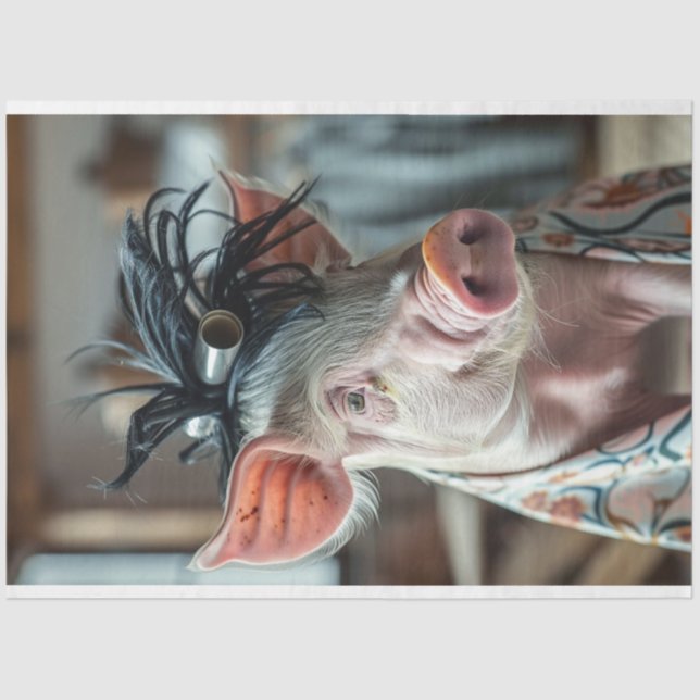 Decoupage Pig Penelope at the Salon  Tissue Paper (Front)