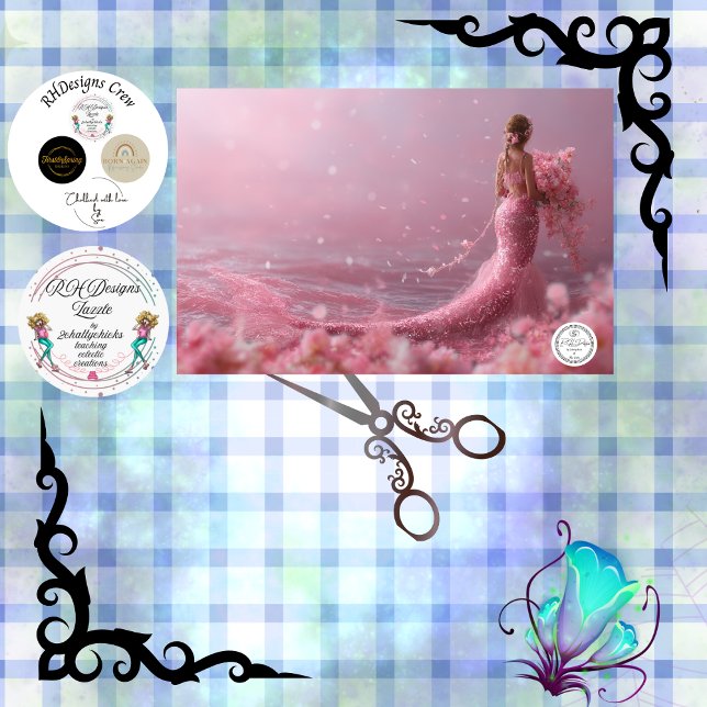 Decoupage Pink Couture Mermaid Fantasy Ocean Theme Tissue Paper (Creator Uploaded)