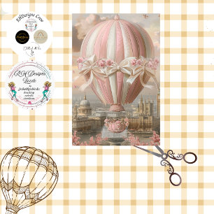 Decoupage Pink Hot Air Balloon Paris Tissue Paper