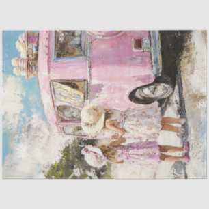 Decoupage Pink Ice Cream Truck Lil Girls Tissue Paper