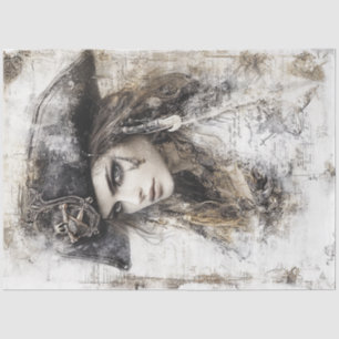 Decoupage Pirate Lady Pirate Hat Sketch  Tissue Paper