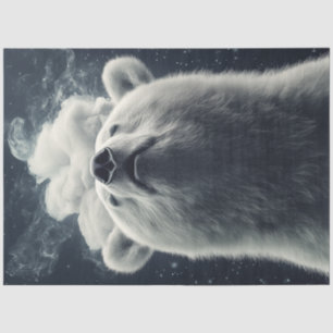 Decoupage Polar Bear Cloud Smoke Dark Background Tissue Paper