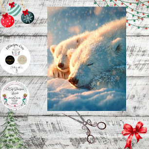 Decoupage Polar Bear Winter Scene Sleeping  Tissue Paper