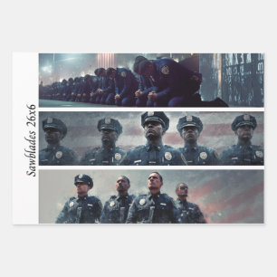 Decoupage Police Tribute Handsaws  Wrapping Paper Sheet