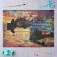 Decoupage POP ART Cowgirl Silhouette Red Black Fun