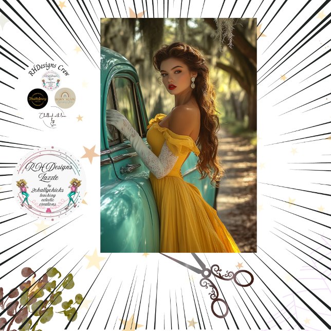 Decoupage Poster Car and Fashionable Lady Photo Tissue Paper (Creator Uploaded)