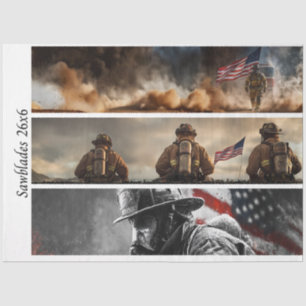 Decoupage Proud Firefighters American Flag  Tissue Paper