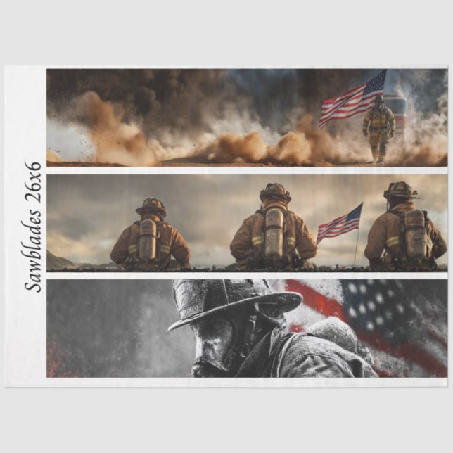 Decoupage Proud Firefighters American Flag  Tissue Paper (Front)