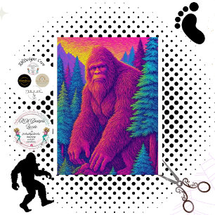 Decoupage Psychedelic Bigfoot Magenta Fur Tissue Paper