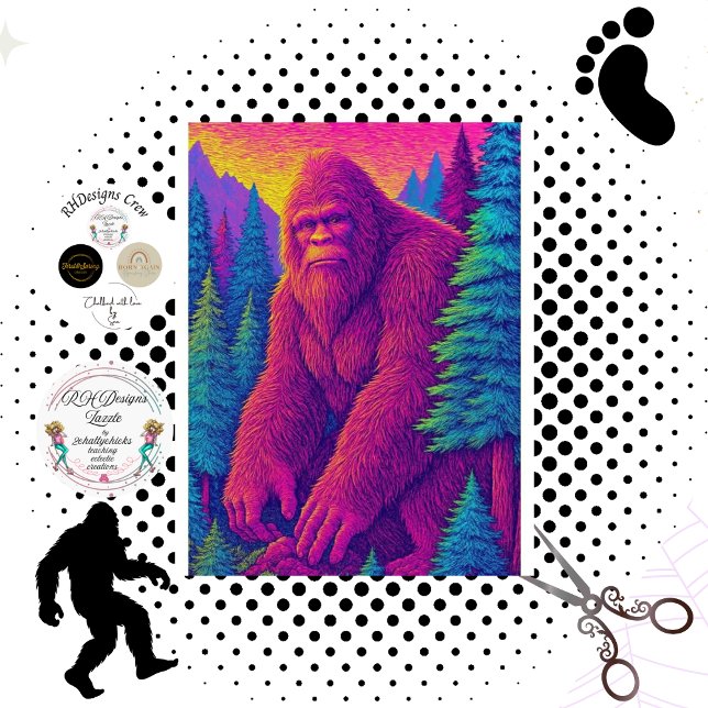 Decoupage Psychedelic Bigfoot Magenta Fur  Tissue Paper (Creator Uploaded)
