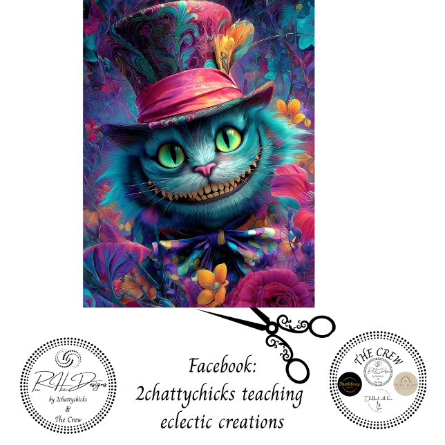 Decoupage Psychedelic Cheshire Cat Fantasy Art Tissue Paper (Creator Uploaded)