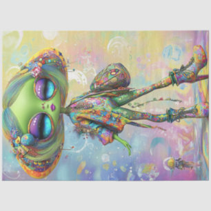 Decoupage Psychedelic Fashion Girl Character Tissue Paper
