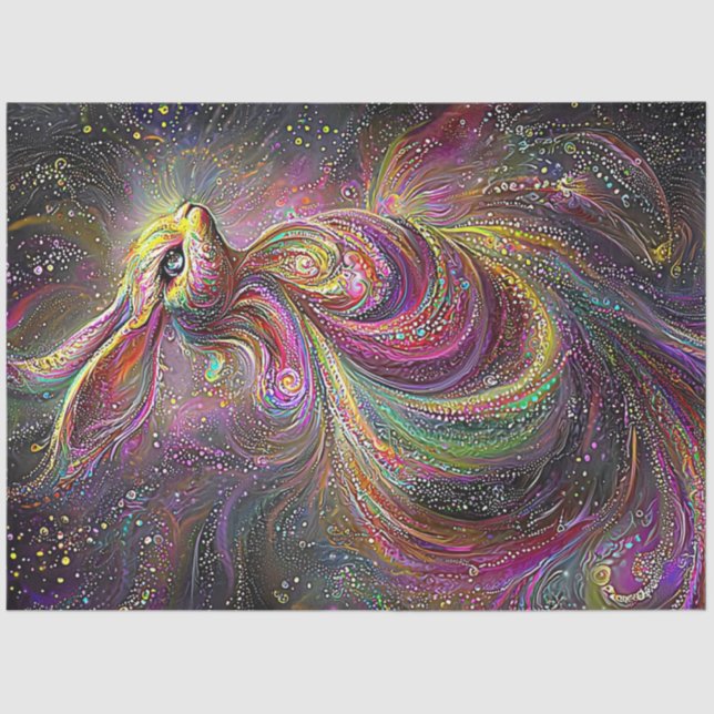 Decoupage Psychedelic Whimsical Easter Rabbit  Tissue Paper (Front)