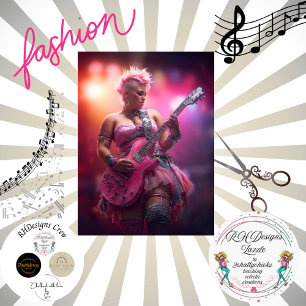 Decoupage Punk Rocker Pink  Tissue Paper