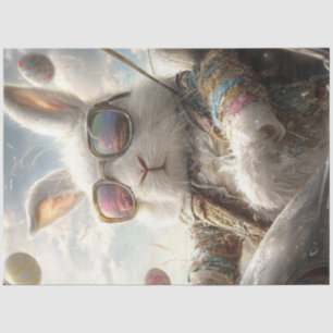 Decoupage Rabbit Dressed for Easter Egg Hunt  Tissue Paper