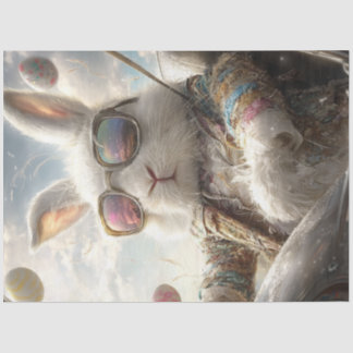 Decoupage Rabbit Dressed for Easter Egg Hunt  Tissue Paper