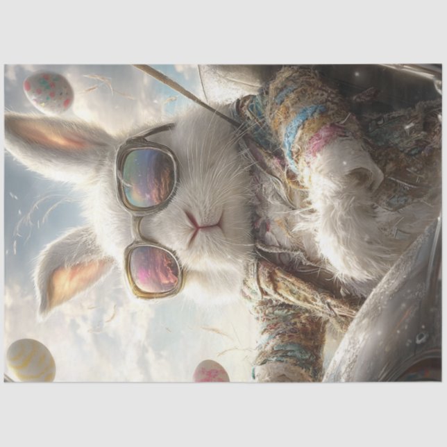 Decoupage Rabbit Dressed for Easter Egg Hunt  Tissue Paper (Front)