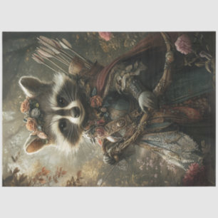 Decoupage Racoon Lady Robin Hood of Forest Tissue Paper