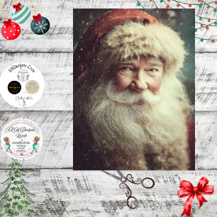 Decoupage Realistic Santa Clause Rosy Cheeks Tissue Paper
