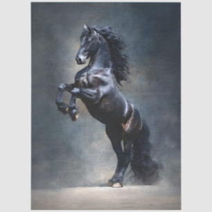 Decoupage Rearing Black Horse Tissue Paper