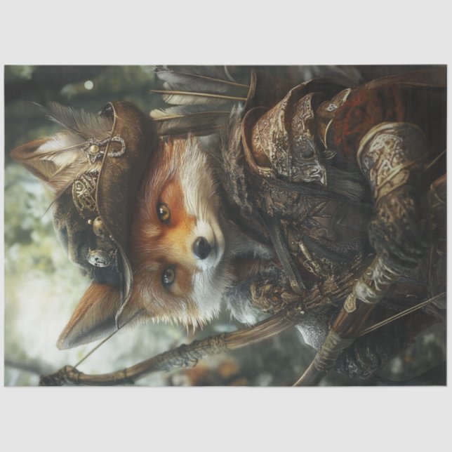 Decoupage Red Fox as Robin Hood of the Forest Tissue Paper (Front)