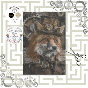 Decoupage Red Fox Steampunk  Tissue Paper