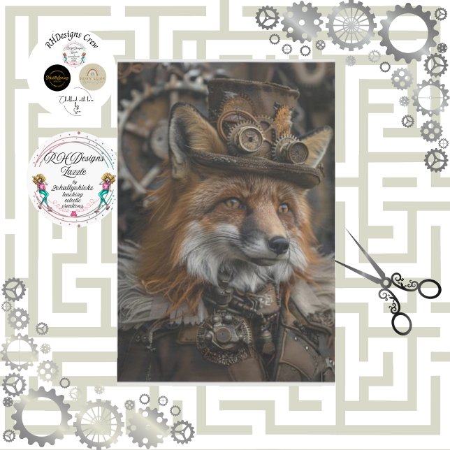 Decoupage Red Fox Steampunk  Tissue Paper (Creator Uploaded)