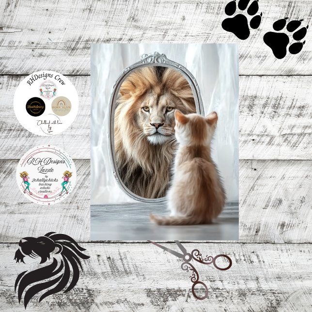 Decoupage Reflection Self of Kitten and Lion  Tissue Paper (Creator Uploaded)