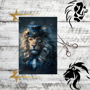 Decoupage Regal Lion Blue Suit Sophisticated Tissue Paper