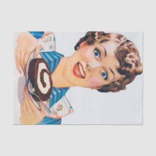 decoupage retro vintage lady cake baking tissue paper